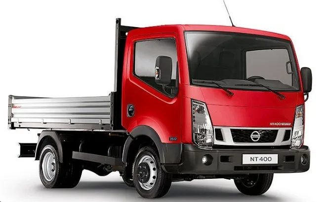 Red Nissan NT400 Cabstar dropside truck